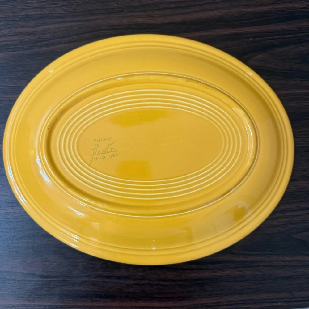 Vintage Fiesta Homer Laughlin Yellow Oval Platter 12.5” Fiesta Serving Plate